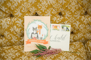 Cat Inspired Wedding Invitation Set with Cat Stamps and Calligraphy | Tampa Bay Wedding Photographer Artful Adventures Photography