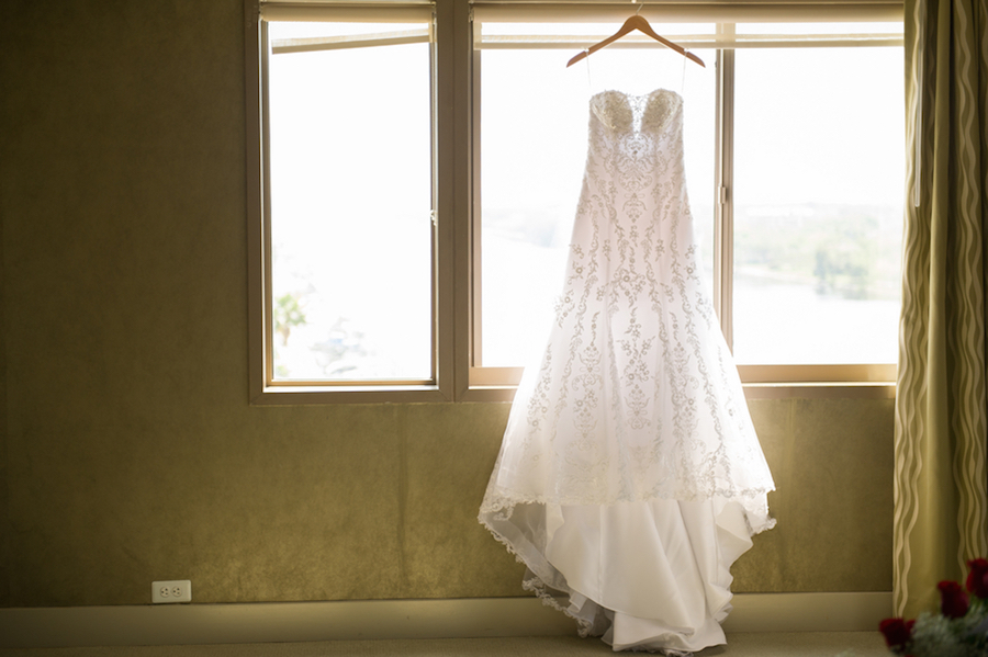 White, Beaded, Strapless Bridal Wedding Gown