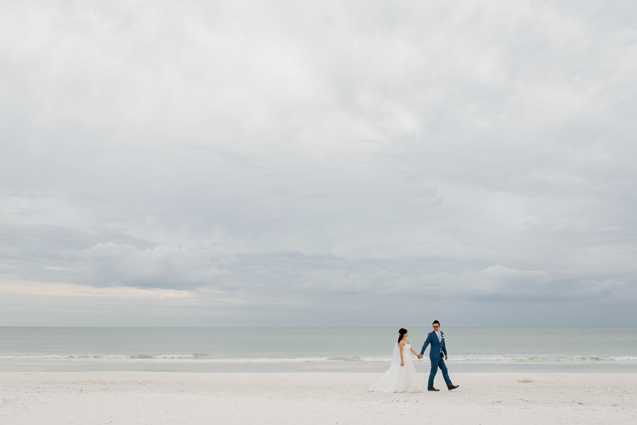 Clearwater Beach Wedding Bride and Groom Portrait on Beach