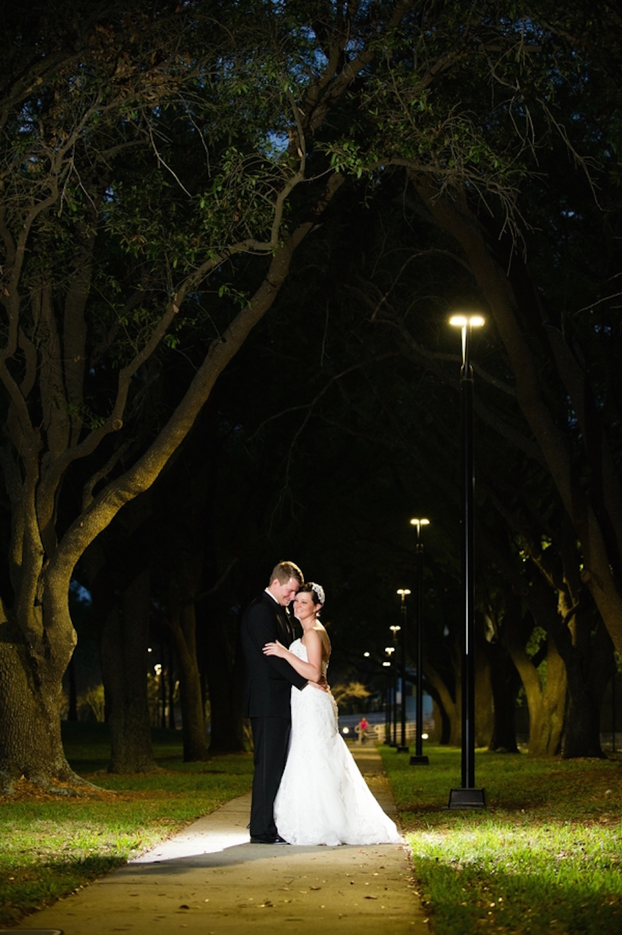 Outdoor, Nighttime Bride and Groom Wedding Portrait | Tampa Wedding Photographer Andi Diamond Photography