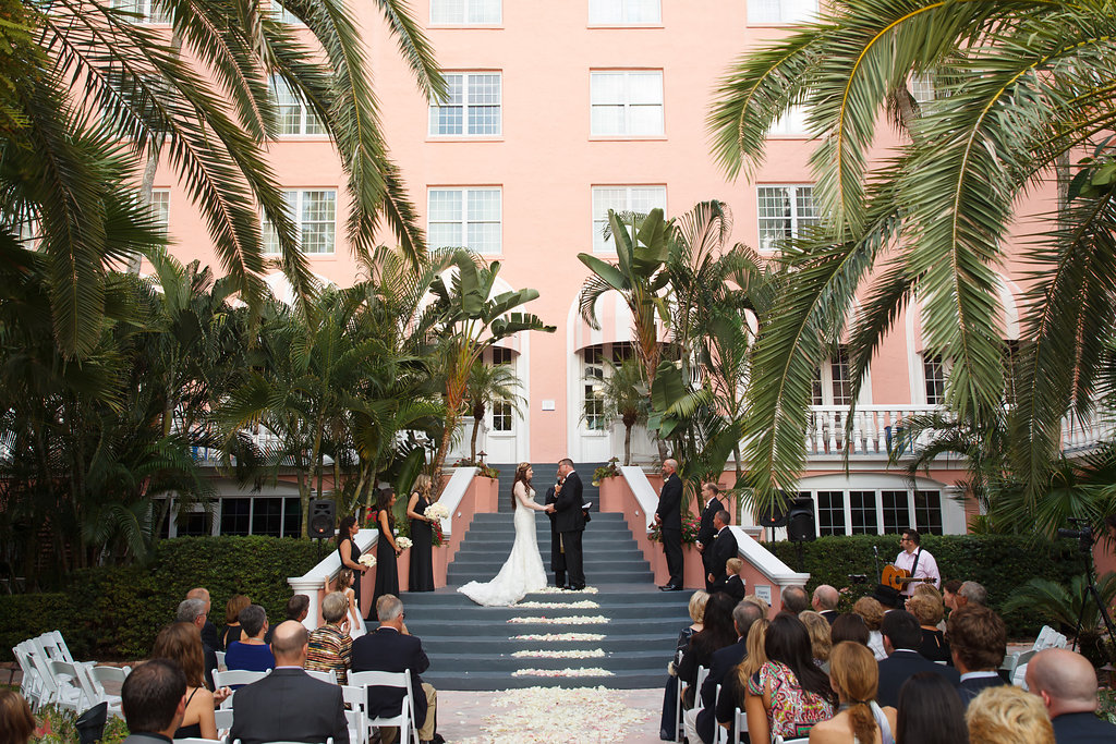 Bride and Groom Exchanging Vows | Outdoor St Pete Beach Wedding Ceremony at Loews Don CeSar