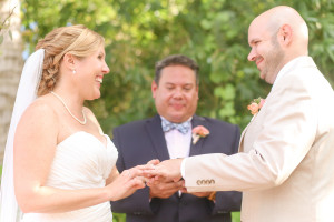 St. Pete Beach Bride and Groom Exchanging Wedding Vows at Outdoor, Florida Wedding Ceremony