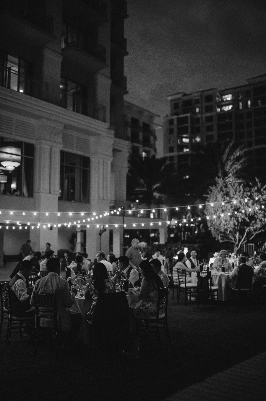 Outdoor Cafe Lighting Detail by Nature Coast Entertainment at Clearwater Beach Evening Outdoor Wedding Reception Venue Sandpearl Resort