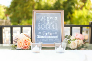 Bride and Groom Wedding Hashtag Sign