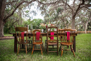 Mix and Match Vintage Wooden Chairs | Southern Inspired Outdoor Wedding Reception Styled Shoot