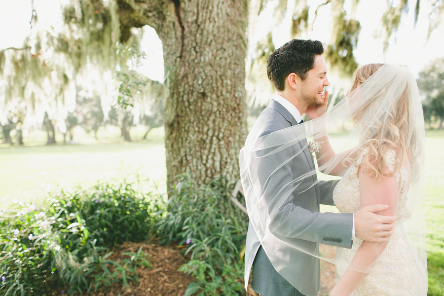 Bride and Groom First Look Wedding Portrait