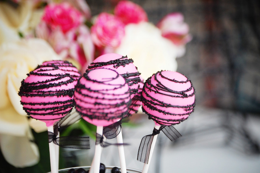 Custom Pink Cake-Pop Favors for Bridal Shower by Tampa Bay Wedding Cake Designer Sweet Tooth Cakery