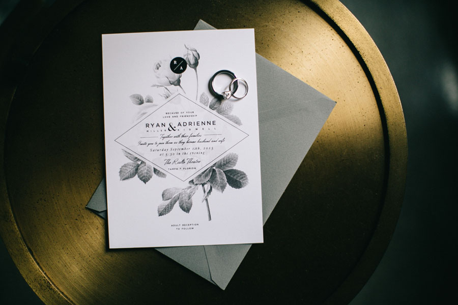 Black, White and Grey Floral Wedding Invitation Stationary | Citrus Press Co.