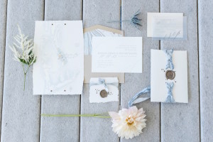 Custom Coastal Light Blue Inspired Wedding Stationery Suite | Map on Invitation | Wax Wedding Monogram Seal| Tampa Bay Wedding Photographer, Caroline & Evan Photography
