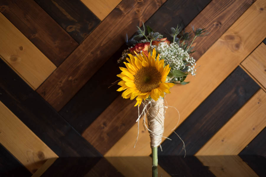 Sunflower and Baby's Breath Rustic Wedding Bouquet