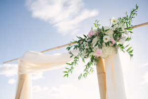 Bamboo Wedding Arch with Floral Corner Arrangement| Wedding Florals by Sarasota Florist Florist Fire