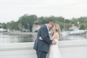 St. Pete Bride and Groom Outdoor Waterfront Wedding Portrait | St. Petersburg Wedding Photographer Kristen Marie Photography