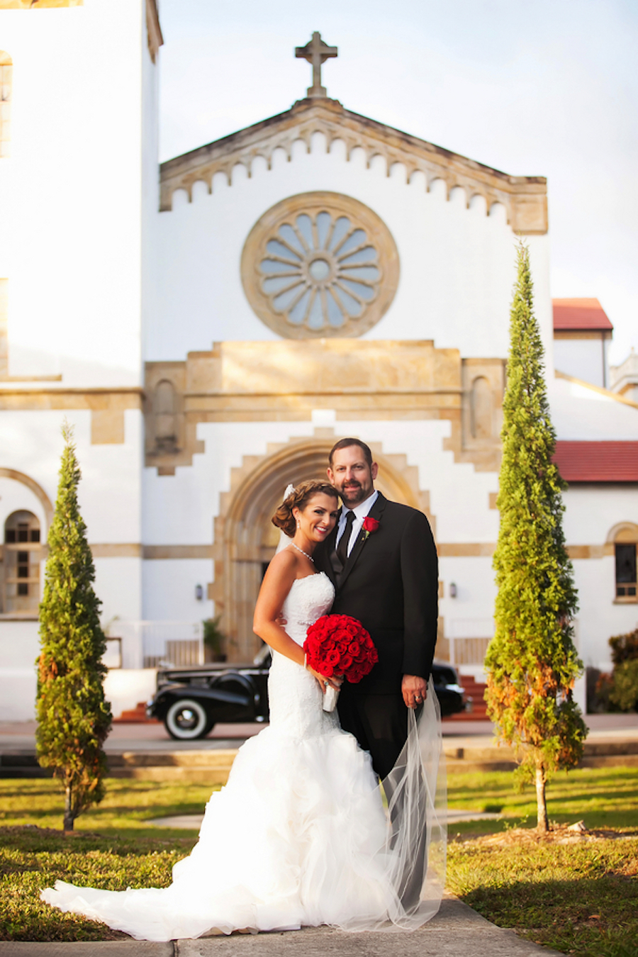 Bride and Groom Wedding Portrait at Tampa Bay Wedding Venue St. Leo Abbey Church| Photo by Tampa Bay Wedding Photographer Limelight Photography