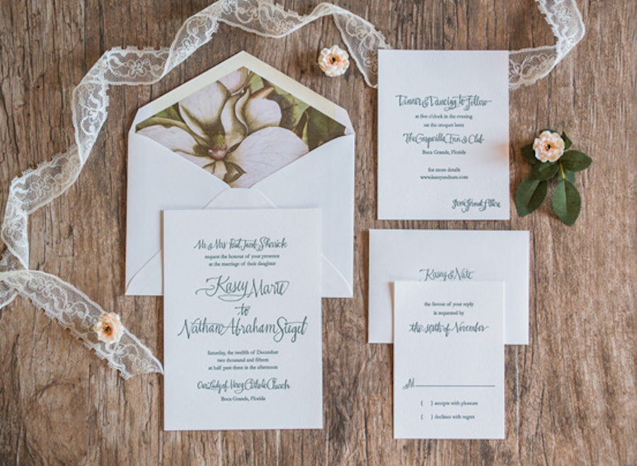 Botanical Inspired Wedding Invitations | Custom Tampa Bay Wedding Invitations and Stationery by St. Petersburg Wedding Invitation Store AP Design Co