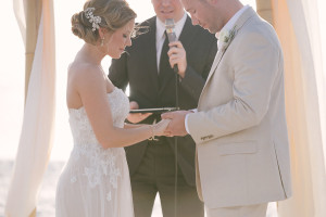 Bride and Groom Wedding Portrait during Sarasota Siesta Key Beach Ceremony | Sarasota Wedding Planner Kimberly Hensley Events