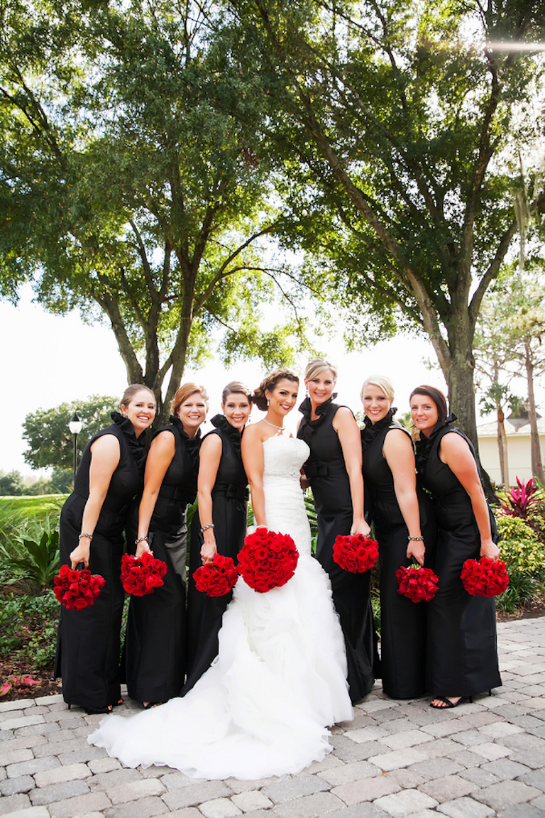 black wedding dress with red roses