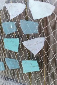 Coastal, Sea-Glass Inspired Beach Wedding Seating Chart with Fishing Net| Wedding Seating Chart Alternatives | Tampa Bay Wedding Photographer, Caroline & Evan Photography