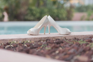 White Ivory, High Heeled Peep Toe Wedding Shoes