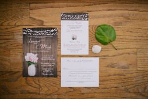 Rustic, Floral Wedding Invitation Suite with Market Lights and Mason Jars