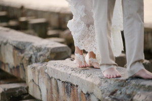Unique Wedding Portrait | Barefoot Beach Wedding | Alternatives to Wedding Shoes