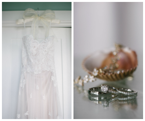Strapless Lace Bodice Wedding Dress| Wedding Ring Detail Portrait