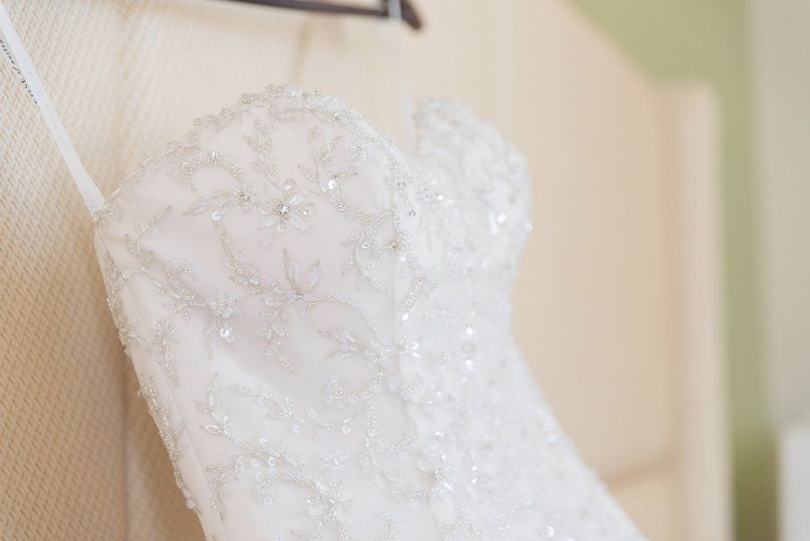 Embroidered Detail on Strapless Mermaid Wedding Gown by Essense of Australia at Tampa Bay Wedding Dress Shop CC's Bridal Boutique| Photo by Tampa Bay Wedding Photographer Kristen Marie Photography