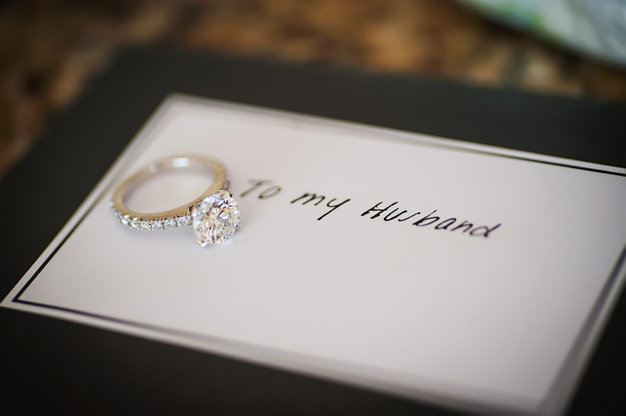Bride's Letter Note to Groom with Detail of Wedding Engagement Ring