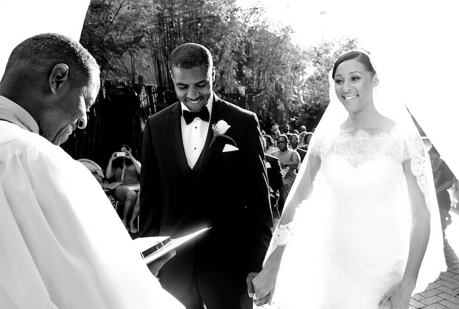 Bride and Groom Holding Hands at St. Petersburg Wedding Ceremony at NOVA 535