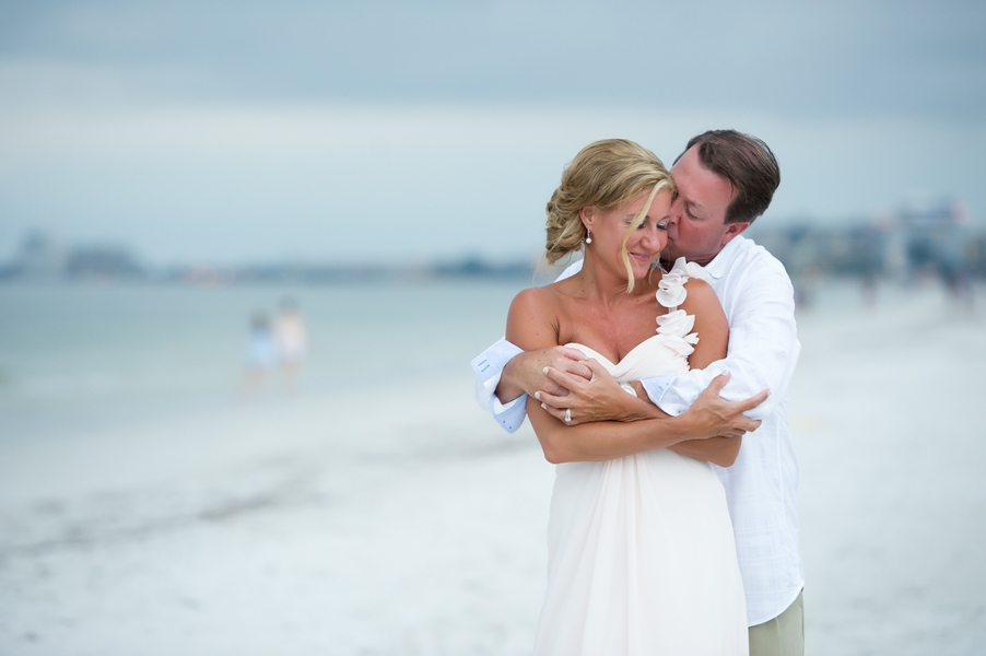 Bride and Groom Destination Beach Wedding Portraits with Ivory and Coral Bridal Bouquet | St. Petersburg Weddig Photographer Andi Diamond Photography