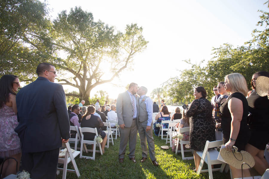 Same Sex Outdoor St. Petersburg Wedding Ceremony Kiss | St. Pete Wedding Photographer Lisa Otto Photography