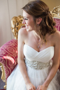 Tampa Bay Bridal Portrait | Strapless Wedding Gown from David's Bridal with Rhinestone Bling Jeweled Belt | Tampa Wedding Photographer Jillian Joseph Photography