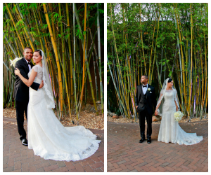 Bride and Groom, Outdoor Wedding Portrait in Bamboo Garden | St. Petersburg Wedding Venue NOVA 535