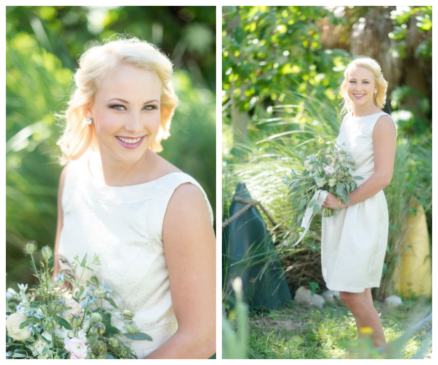 Ivory Bridesmaid Wedding Dress | Knee-Length Ivory Wedding Dress by Dessy | Tampa Bay Wedding Photographer, Caroline & Evan Photography| Tampa Bay Wedding Hair & Makeup By Lasting Luxe Hair & Makeup