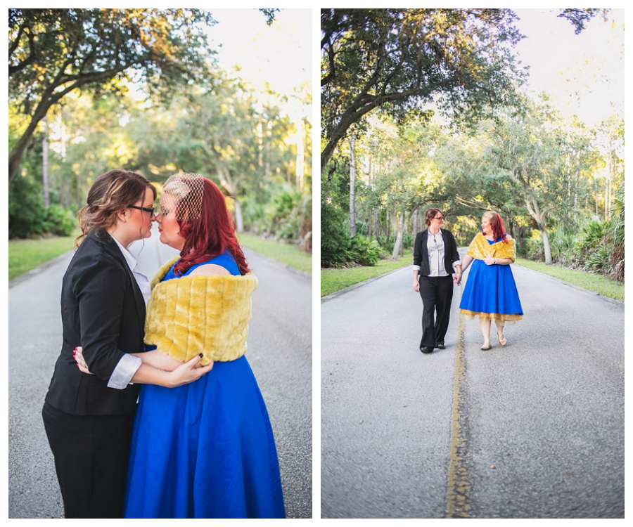 Same Sex Outdoor Wedding Portrait with Bride in Royal Blue Dress | St. Pete Wedding Photographer Knight Light Imagery