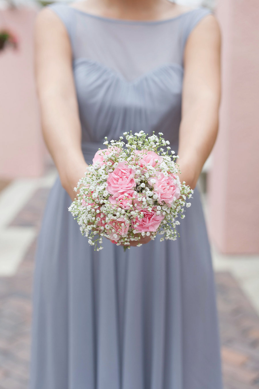 Grey Blue Bridesmaids Dress and Pink and White Wedding | St. Petersburg Wedding Photographer Kristen Marie Photography