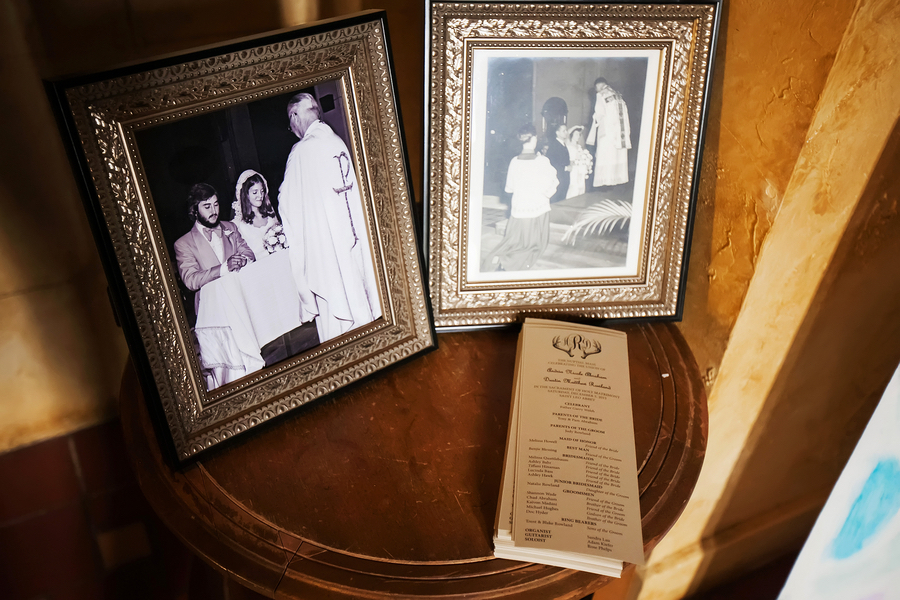 Family Wedding Pictures Displayed at Wedding Ceremony | Photo by Tampa Bay Wedding Photographer Limelight Photography