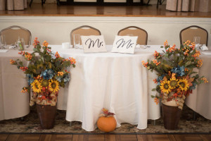 Same Sex, Gay Wedding Reception Decor With Mr. Signs and Fall Inspired Floral Plant Decor | St. Pete Wedding Photographer Lisa Otto Photography