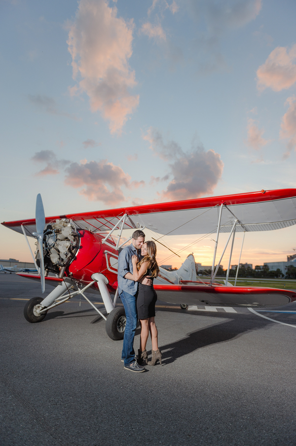 Travel Inspired St. Pete Engagement Portrait Photography with Airplane at Sunset | St. Petersburg Wedding Photogrpaher Marc Edwards Photographs