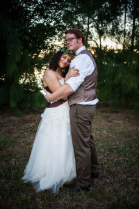 Bride and Groom, Outdoor Woods Wedding Portrait | Lord of the Rings Inspired Wedding