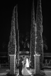Nighttime Wedding Day Portrait with Tampa Bride and Groom| Picture by Tampa Bay Wedding Photographer Marc Edwards Photographs