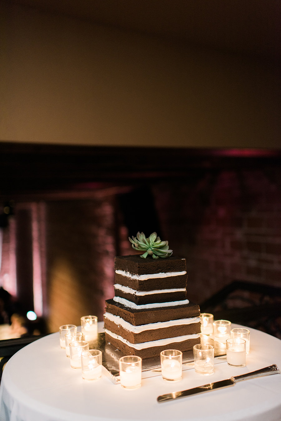 Chocolate and Vanilla, Naked Wedding Cake with Succulent