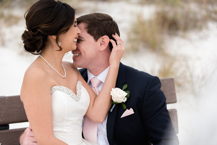 Bride & Groom Wedding Day Portrait and Embrace by Tampa Bay Photographer Caroline & Evan Photography