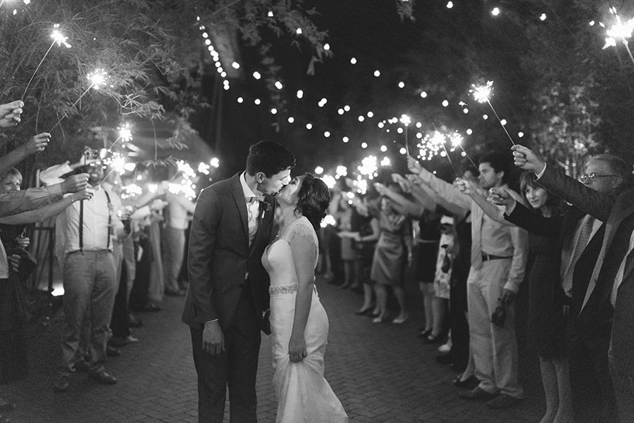 Bride and Groom, Outdoor Nighttime Sparkler Sendoff Wedding Exit | St. Petersburg Wedding Venue NOVA 535