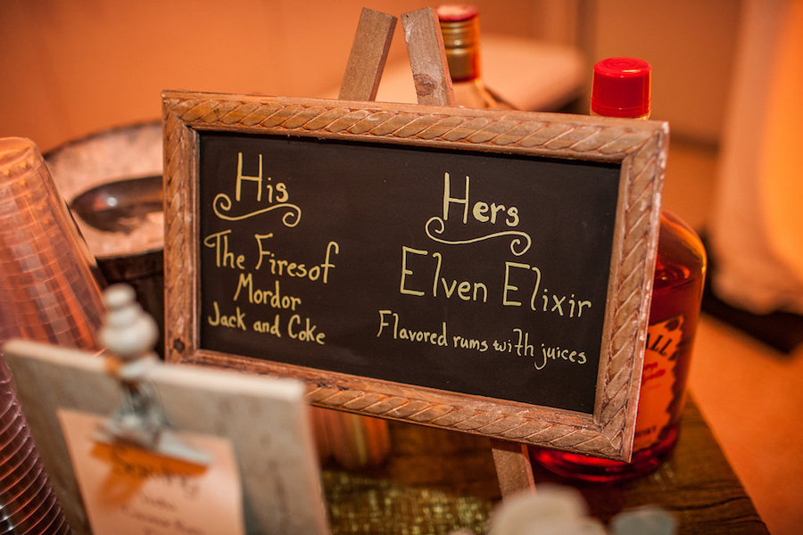 Lord of the Rings Inspired Reception His and Hers Drinks Sign | The Fires of Mordor and Elven Elixir