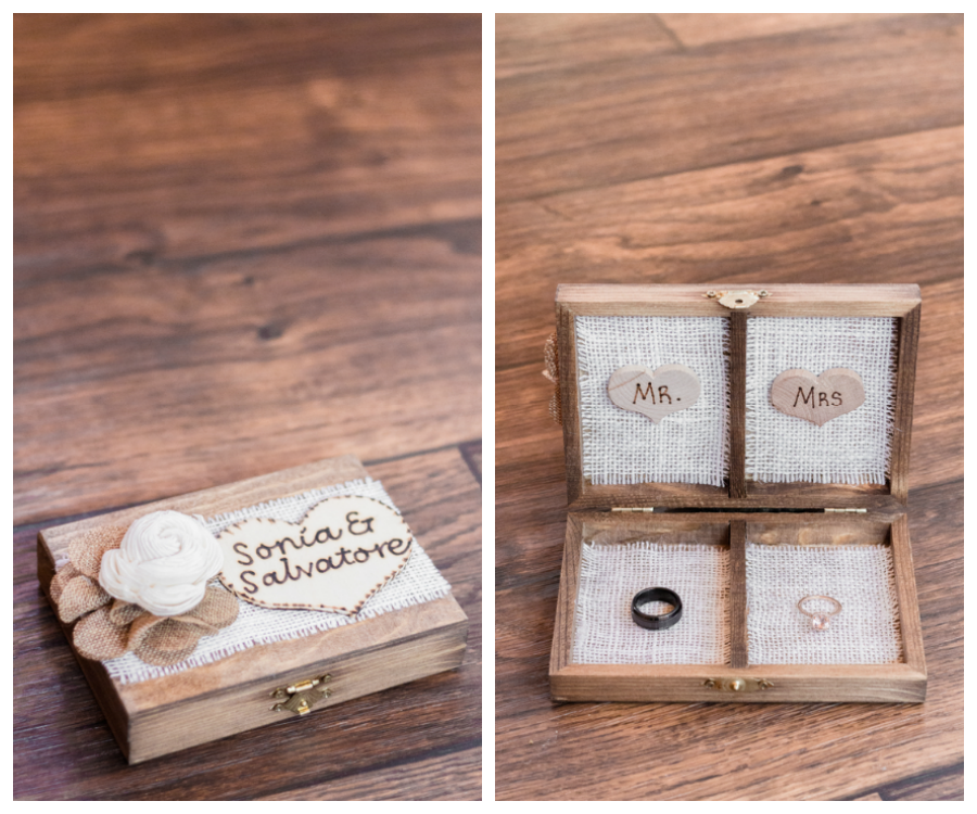 Wedding Rings in Rustic Wooden Mr and Mrs Box