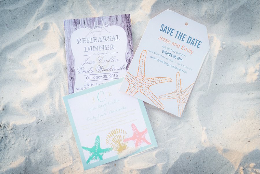 Clearwater Florida Beach Inspired Wedding Invitation and Stationery