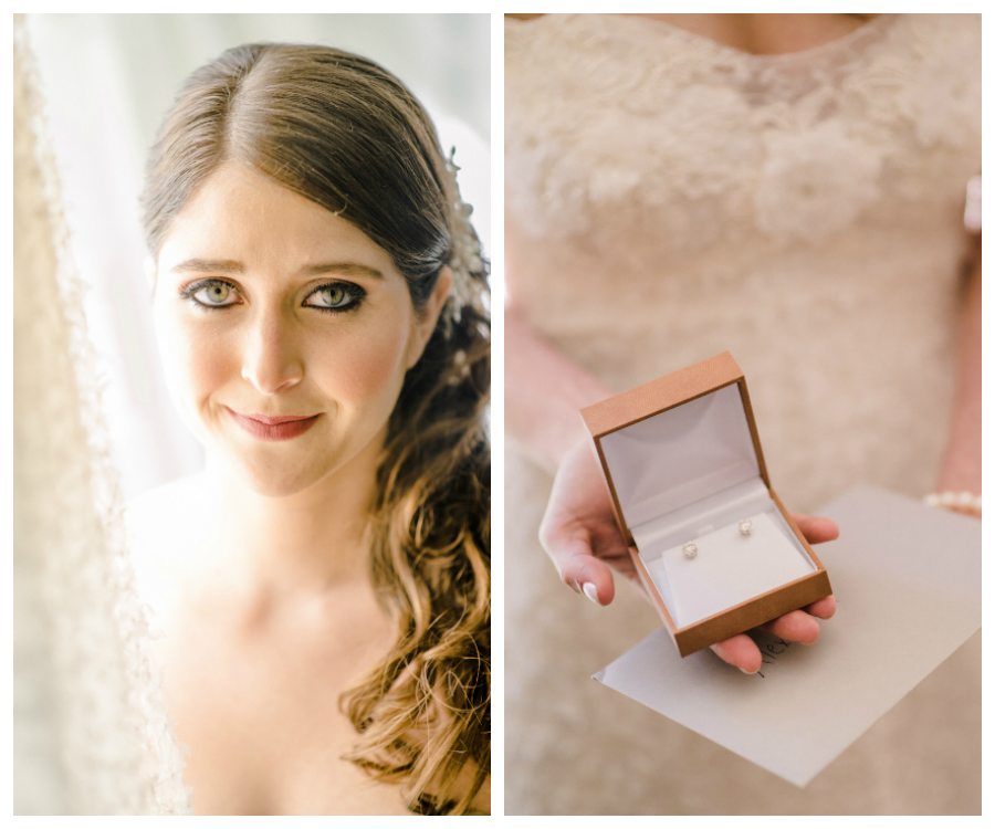 Natural Light, Bridal and Makeup Wedding Portrait and Bridal Earrings Detail