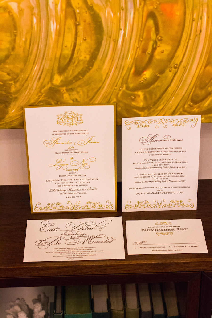 Ivory and Gold Wedding Invitation and Stationary Suite | St. Petersburg Inivtations Shop A&P Designs
