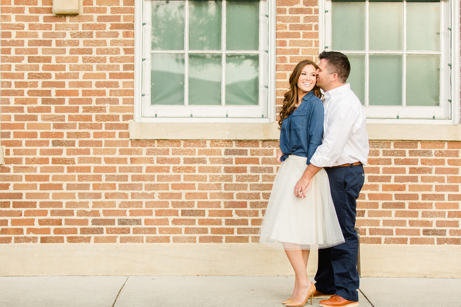 St. Pete Outdoor Engagement Portrait with Brick Wall and Tulle Skirt with Denim Shirt | St. Petersburg Wedding Photographer Ailyn La Torre Photography