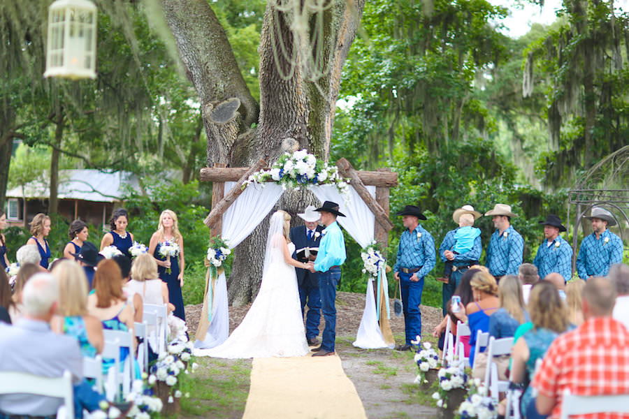 Outdoor Rustic Wedding Ceremony at Tampa Bay Wedding Venue Cross Creek Ranch